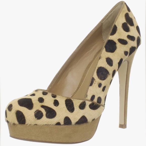 CHINESE LAUNDRY LEOPARD ANIMAL PRINT WAVE LENGTH PUMP HEELS Y2K 90’s ANTHRO FP - Picture 1 of 10